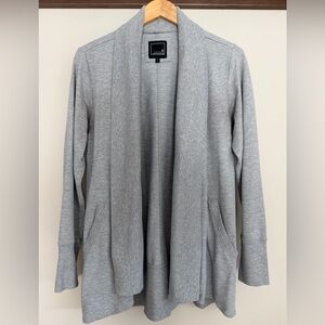 Heather Gray Open-Front Shawl Collar Cardigan L